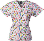 Floral Fun Print Scrub Top