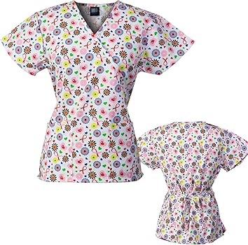 Floral Fun Print Scrub Top