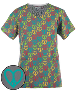 Peaceful Hearts Print Scrub Top