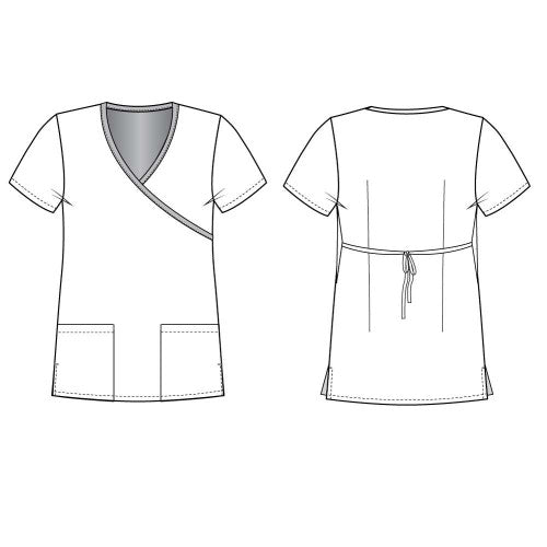Women Fashion Scrubs Top, Mock-Wrap with Back Ties - A & K scrubs and more,LLC