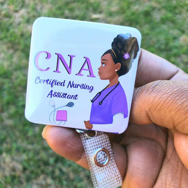 CNA Certified Nursing Assistant Purple ID Retractable Badge Holder - A & K scrubs and more,LLC