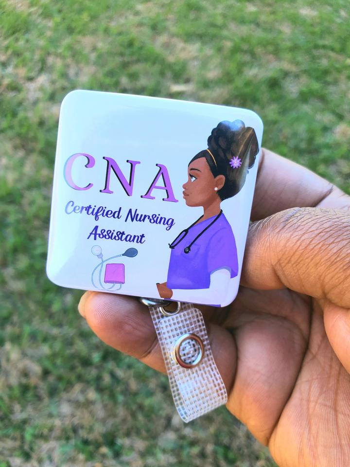 CNA Certified Nursing Assistant Purple ID Retractable Badge Holder - A & K scrubs and more,LLC