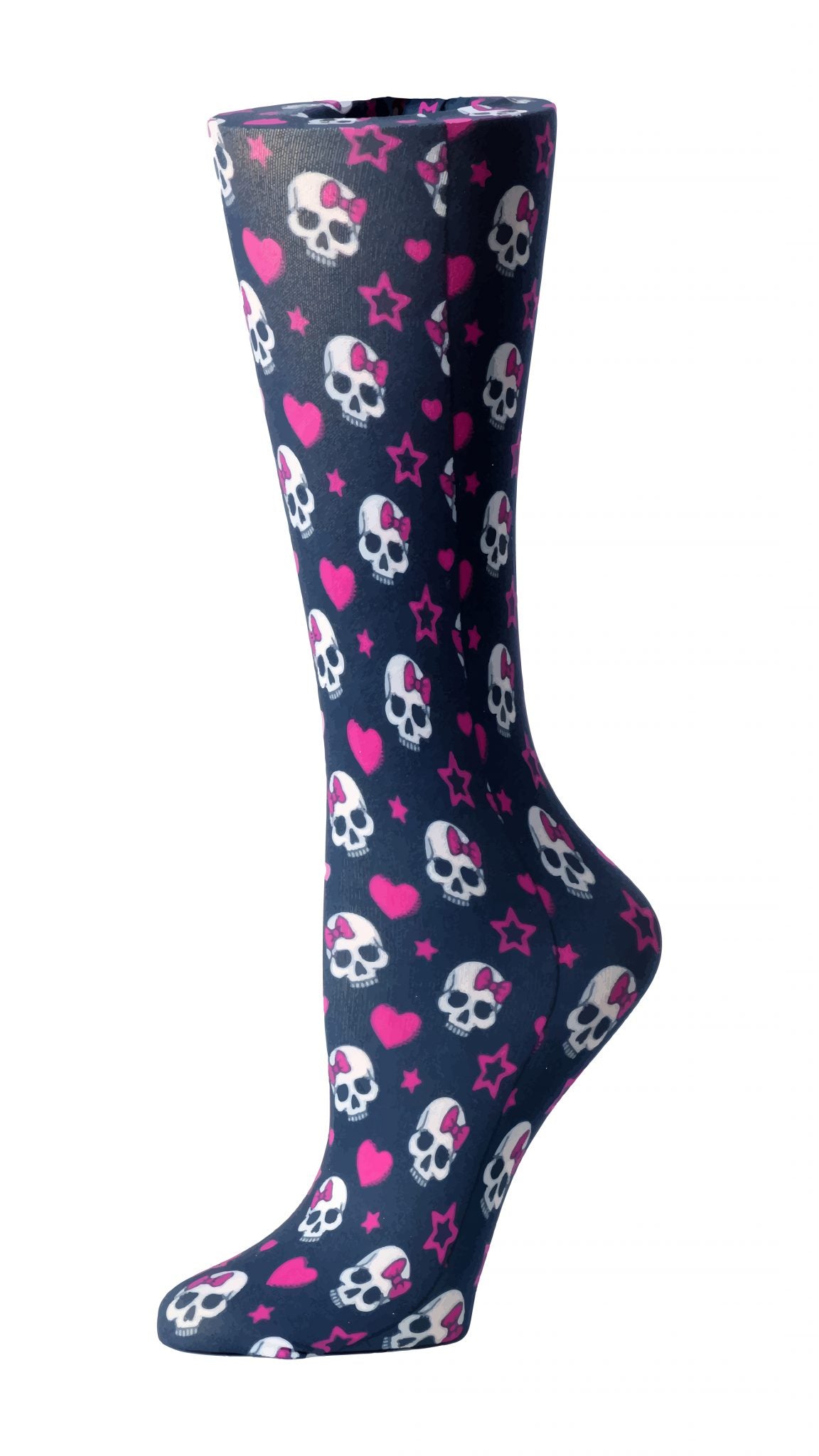 Black Skulls- Printed Compression Socks - A & K scrubs and more,LLC