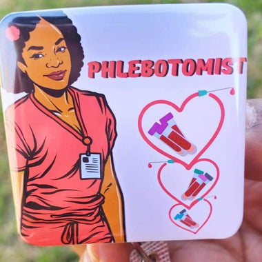 Phlebotomist Red ID Retractable Badge Holder - A & K scrubs and more,LLC