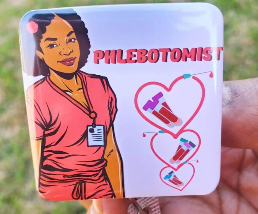 Phlebotomist Red ID Retractable Badge Holder - A & K scrubs and more,LLC