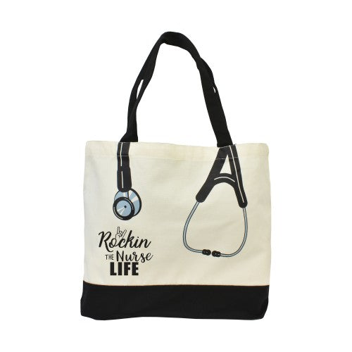 "Rockin The Nurse Life" Canvas Stethoscope  Tote Bag - A & K scrubs and more,LLC