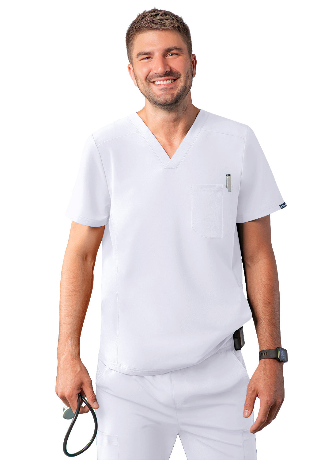 ADAR Addition Men's Modern Multi-pocket V-Neck Scrub Top - A & K scrubs and more,LLC