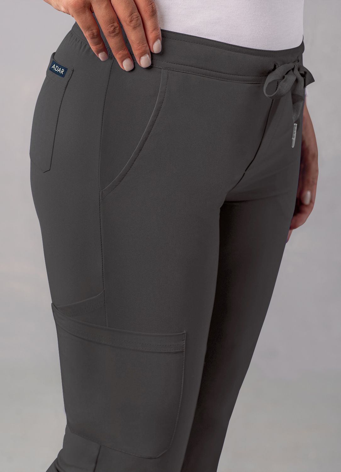 ADAR Addition Women's Skinny Leg Cargo Drawstring Pant - A & K scrubs and more,LLC