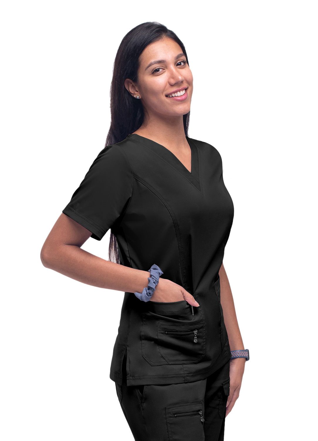 Adar Addition Scrubs For Women - Notched V-Neck Scrub Top, Medical Uniform