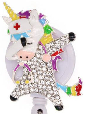 Dabbing Unicorn dazzle badge reel - A & K scrubs and more,LLC